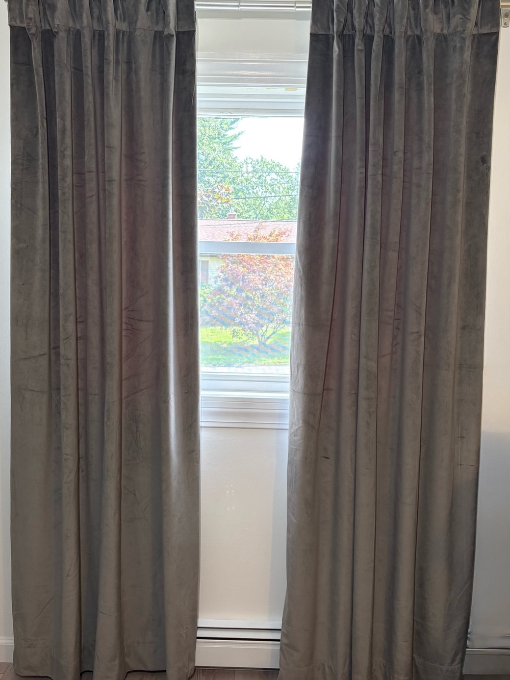 Gray Velvet Black Out Curtain
Panel Pair - Home Accents